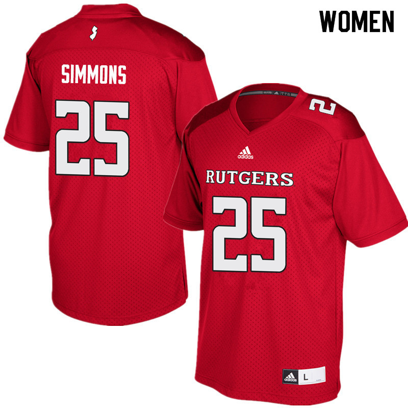 Women #25 Syheim Simmons Rutgers Scarlet Knights College Football Jerseys Sale-Red - Click Image to Close